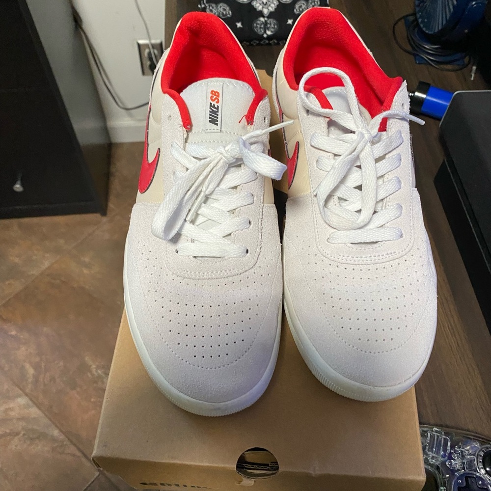 Nike White and Red Athletic Shoes